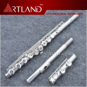 16 Open Holes Silver Plated Imported Cupronickel Professional Flute (AFL6507)